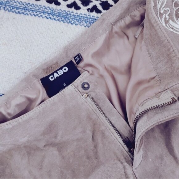 CABO True Vintage 80s Low Rise Western Bootcut Tan Suede Pants (Size 02 Approx) - Picture 4 of 5